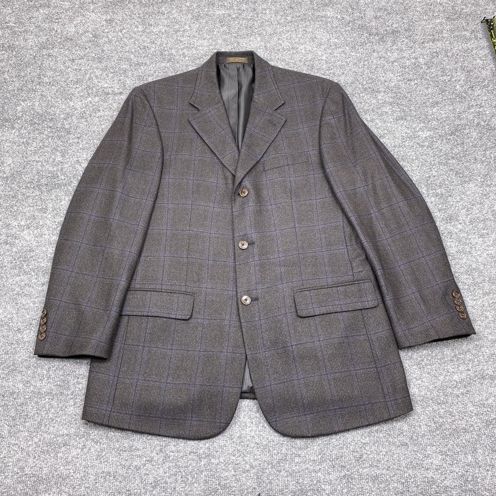Roberto Villini Blazer Mens 40 Brown Check Tweed Wool Jacket Sport Coat